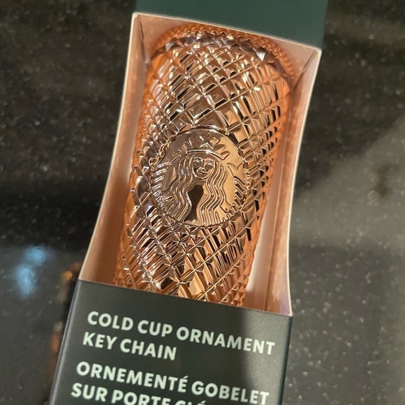 Starbucks 2023 Metallic  Rose Gold Jeweled Mini Keychain Ornament - Picture 2 of 4